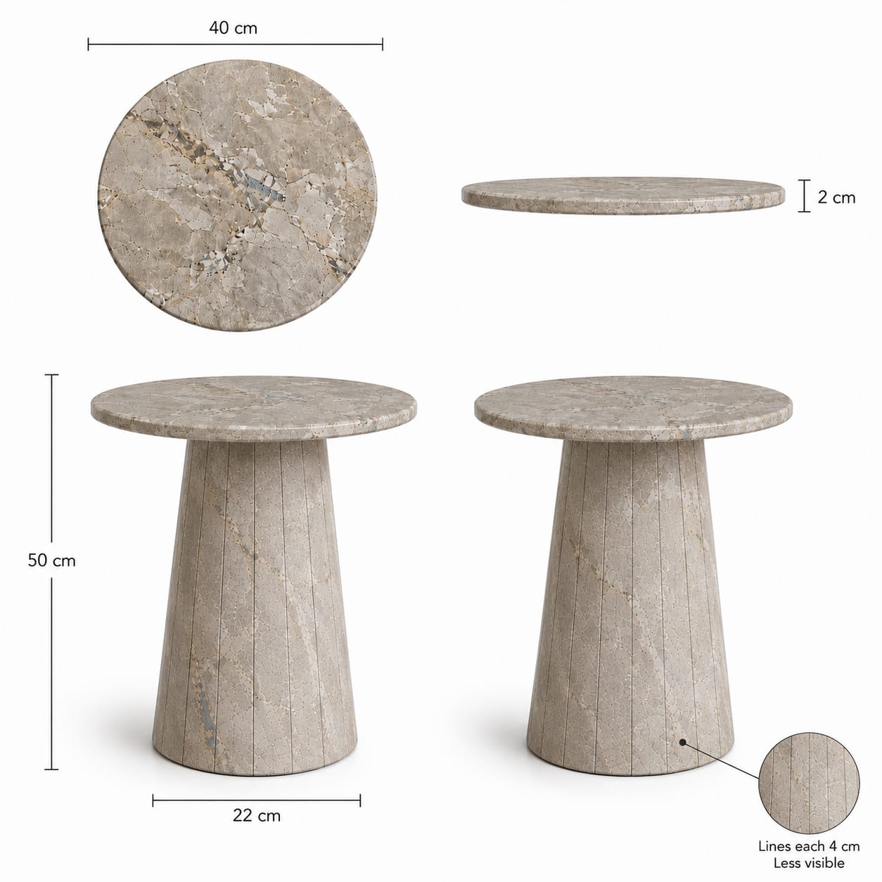 Shera Natural Marble Side Table – Honed Finish - Art and craft furniture