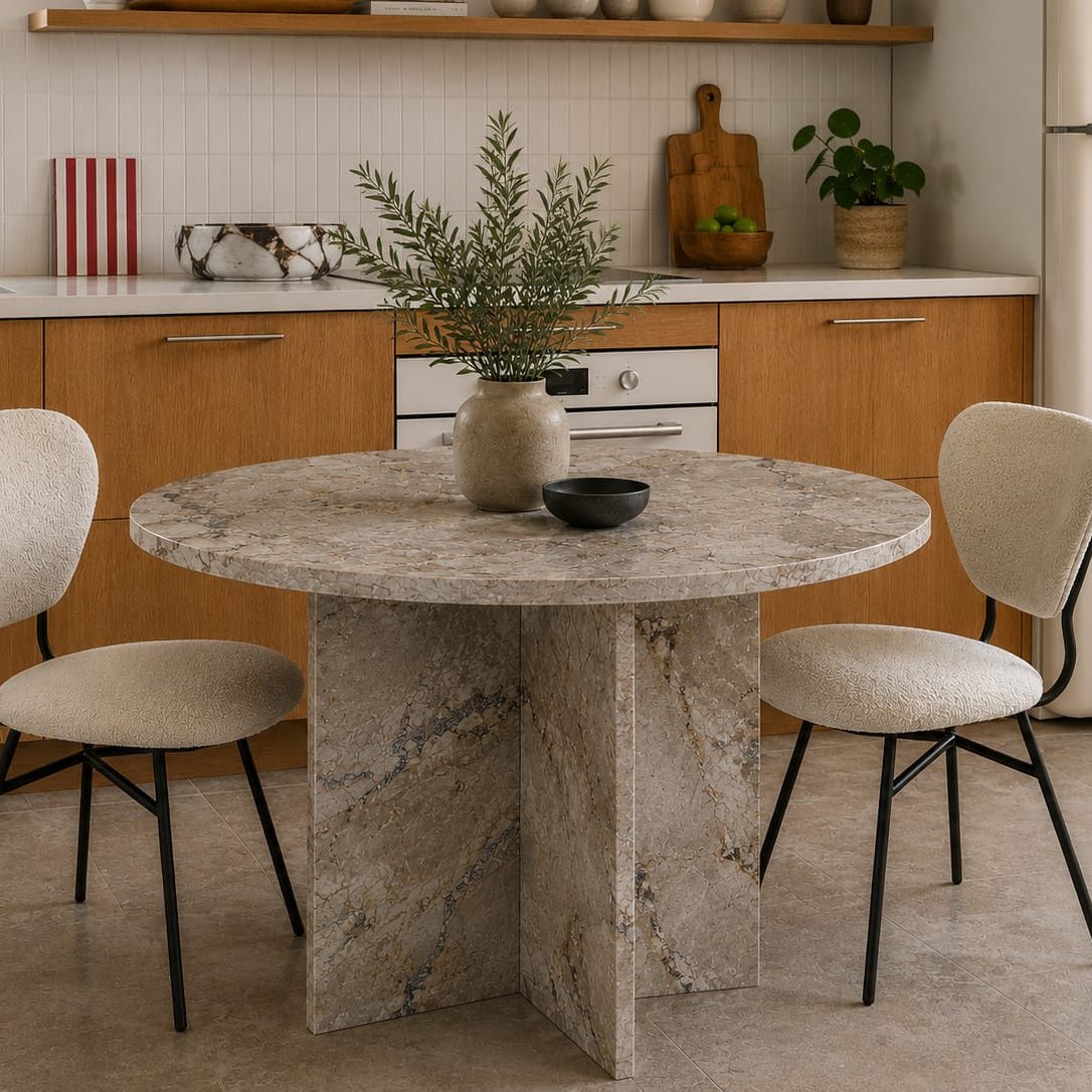 Sheriff Round Marble Dining Table - Art and craft furniture