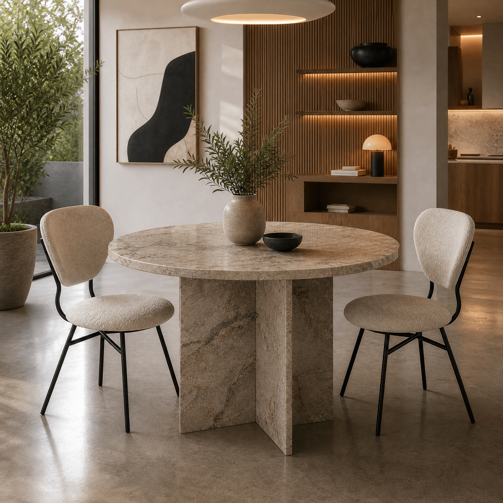 Sheriff Round Marble Dining Table - Art and craft furniture