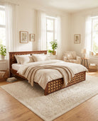 Shestile Wooden Brass Bed - Art and craft furniture