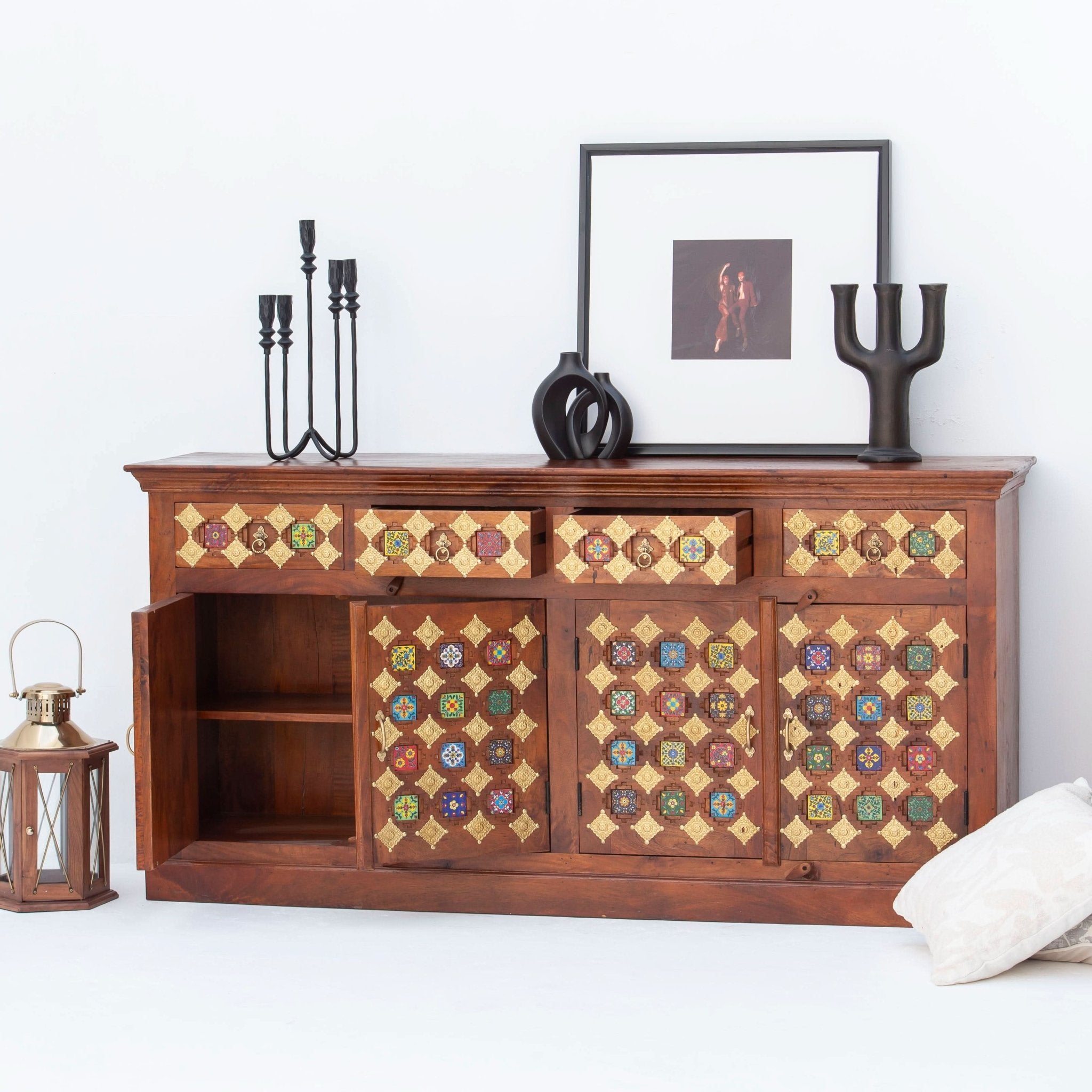 SHESTILE WOODEN FOUR DOOR SIDEBOARD - Art and craft furniture