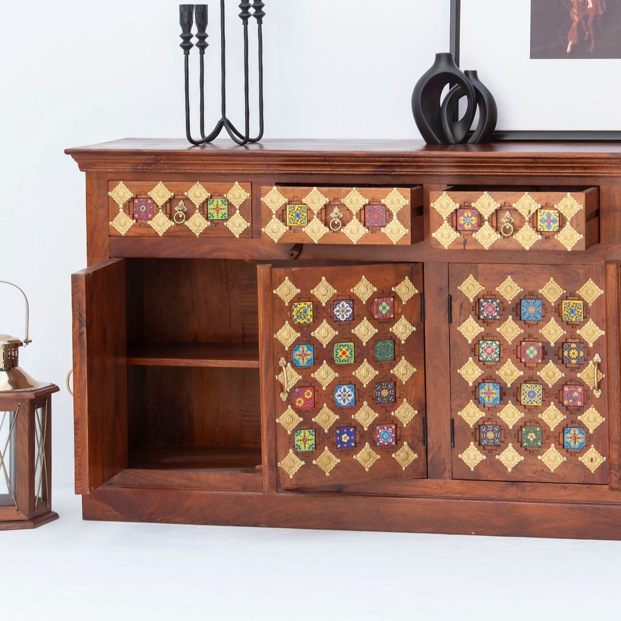 SHESTILE WOODEN FOUR DOOR SIDEBOARD - Art and craft furniture
