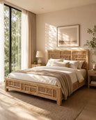 Sierra Mango Wood Carved Bed - Art and craft furniture