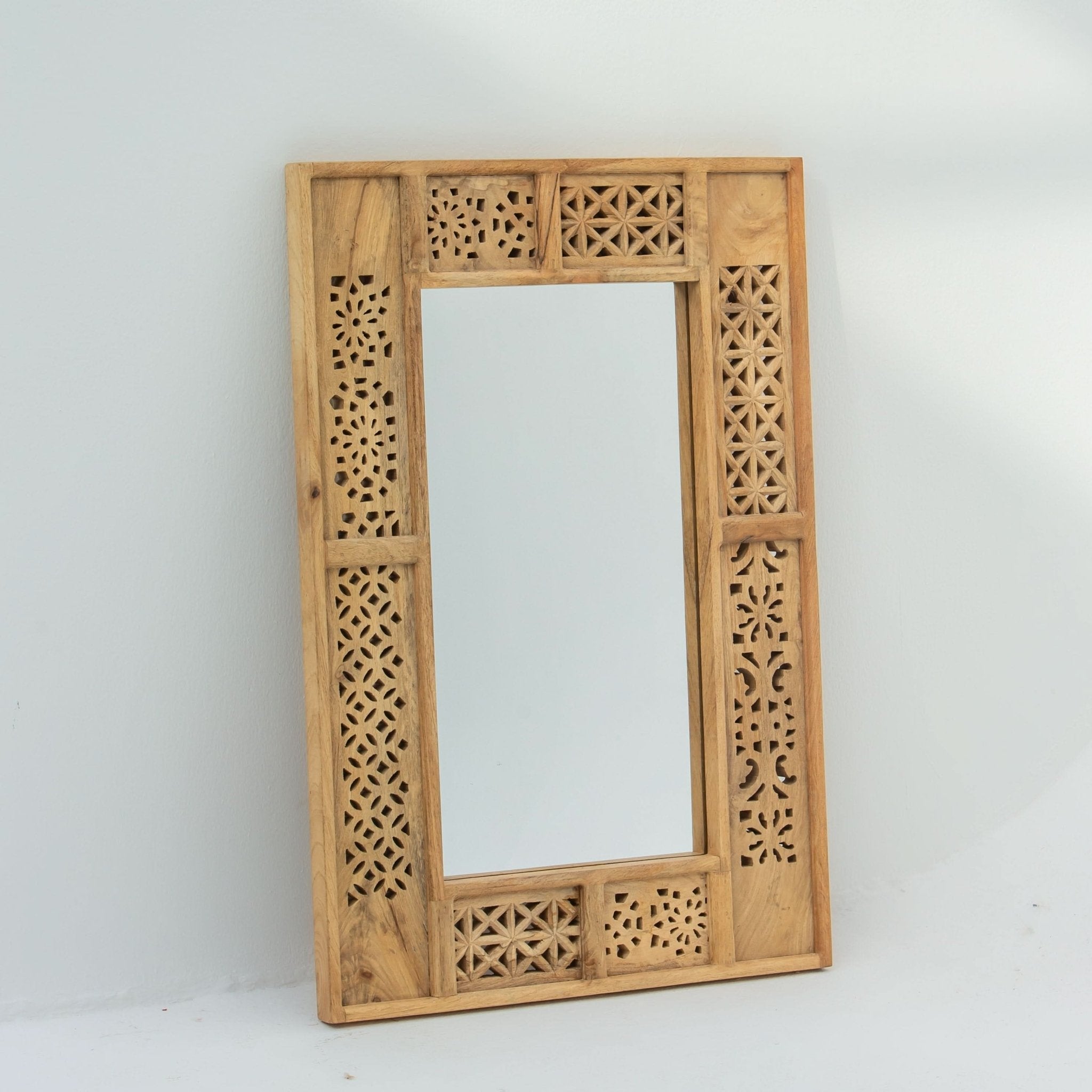 SIERRA WOODEN CARVING MIRROR FRAME - Art and craft furniture