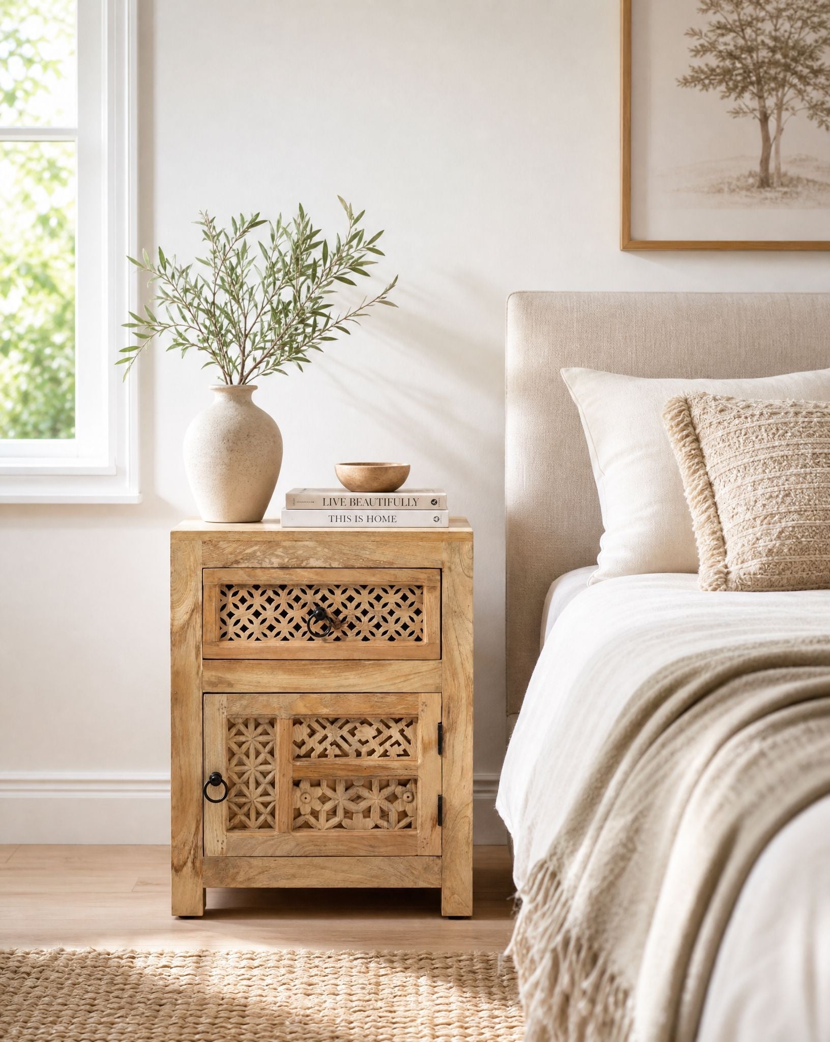 Sierra Wooden Nightstand Table - Art and craft furniture