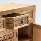 SIERRA WOODEN THREE DOOR THREE DRAWER CARVING SIDEBOARD - Art and craft furniture
