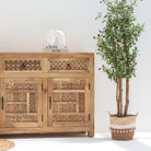 SIERRA WOODEN THREE DOOR THREE DRAWER CARVING SIDEBOARD - Art and craft furniture