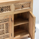 SIERRA WOODEN THREE DOOR THREE DRAWER CARVING SIDEBOARD - Art and craft furniture