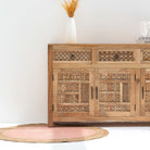 SIERRA WOODEN THREE DOOR THREE DRAWER CARVING SIDEBOARD - Art and craft furniture