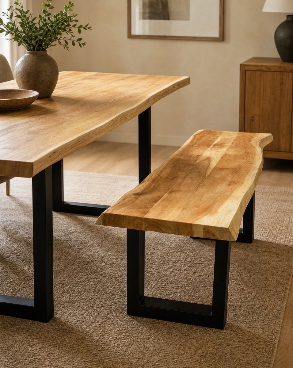 Silvia Acacia Wood U Leg Bench - Art and craft furniture