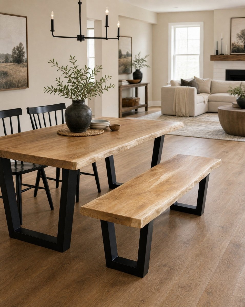 Silvia Acacia Wood V Leg Bench - Art and craft furniture