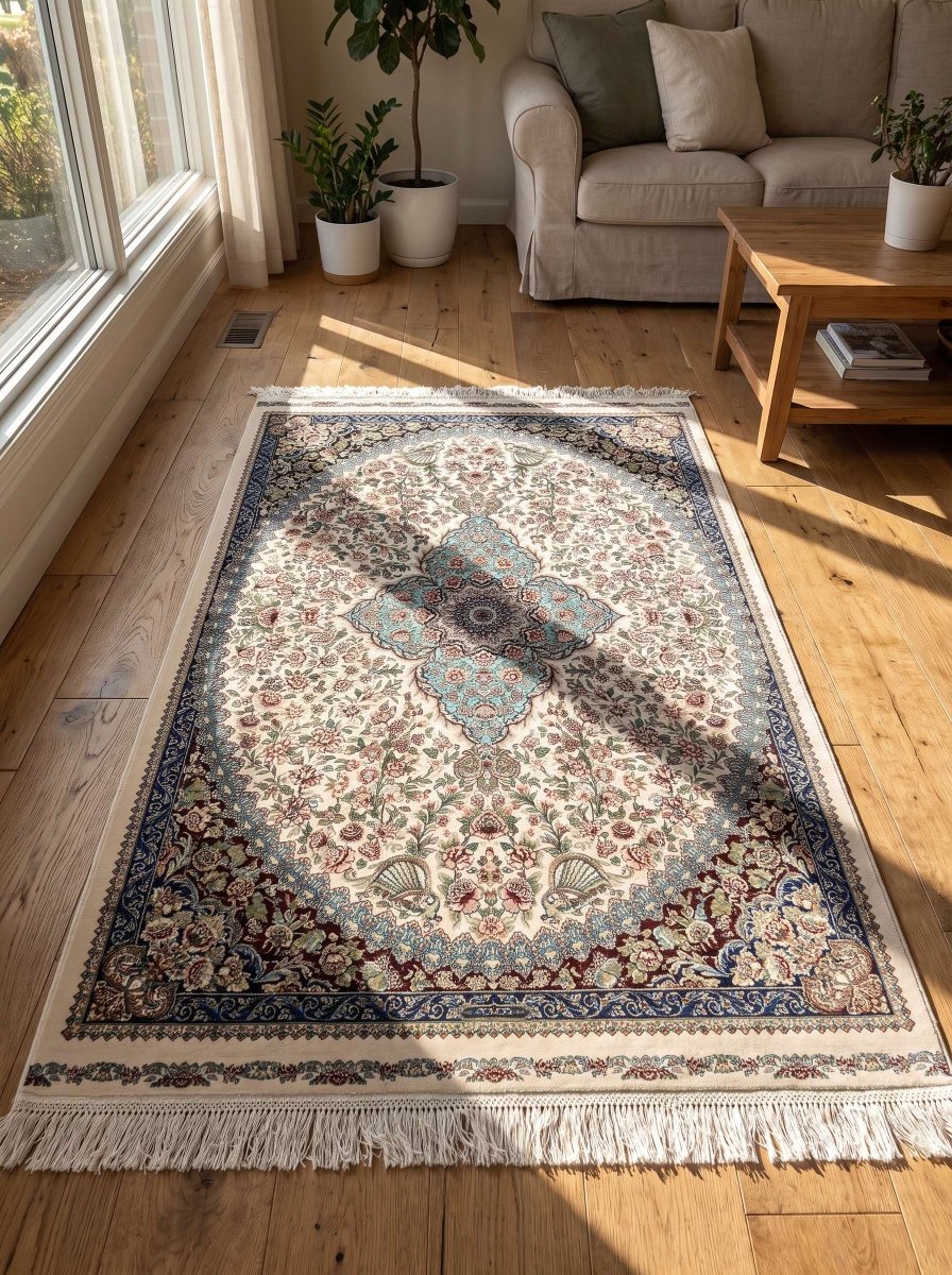 Simin Cream & Dark Blue Carpet - Art and craft furniture