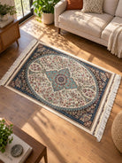 Simin Cream & Dark Blue Carpet - Art and craft furniture