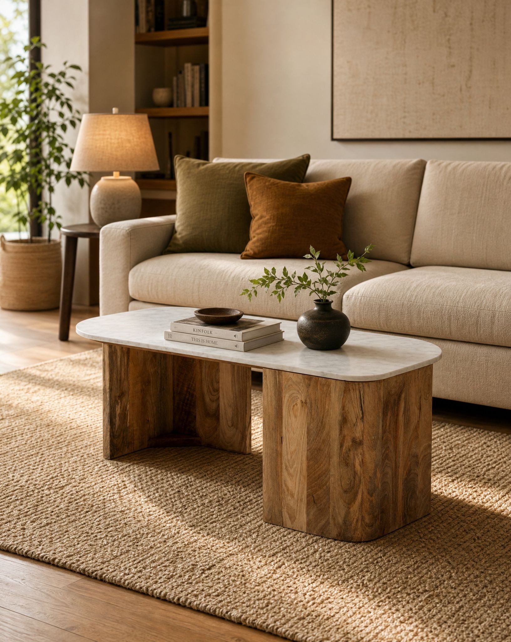 Slate Marble Top Coffee Table - Art and craft furniture