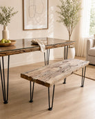 Solara Railway Wood Hairpin Leg Bench - Art and craft furniture