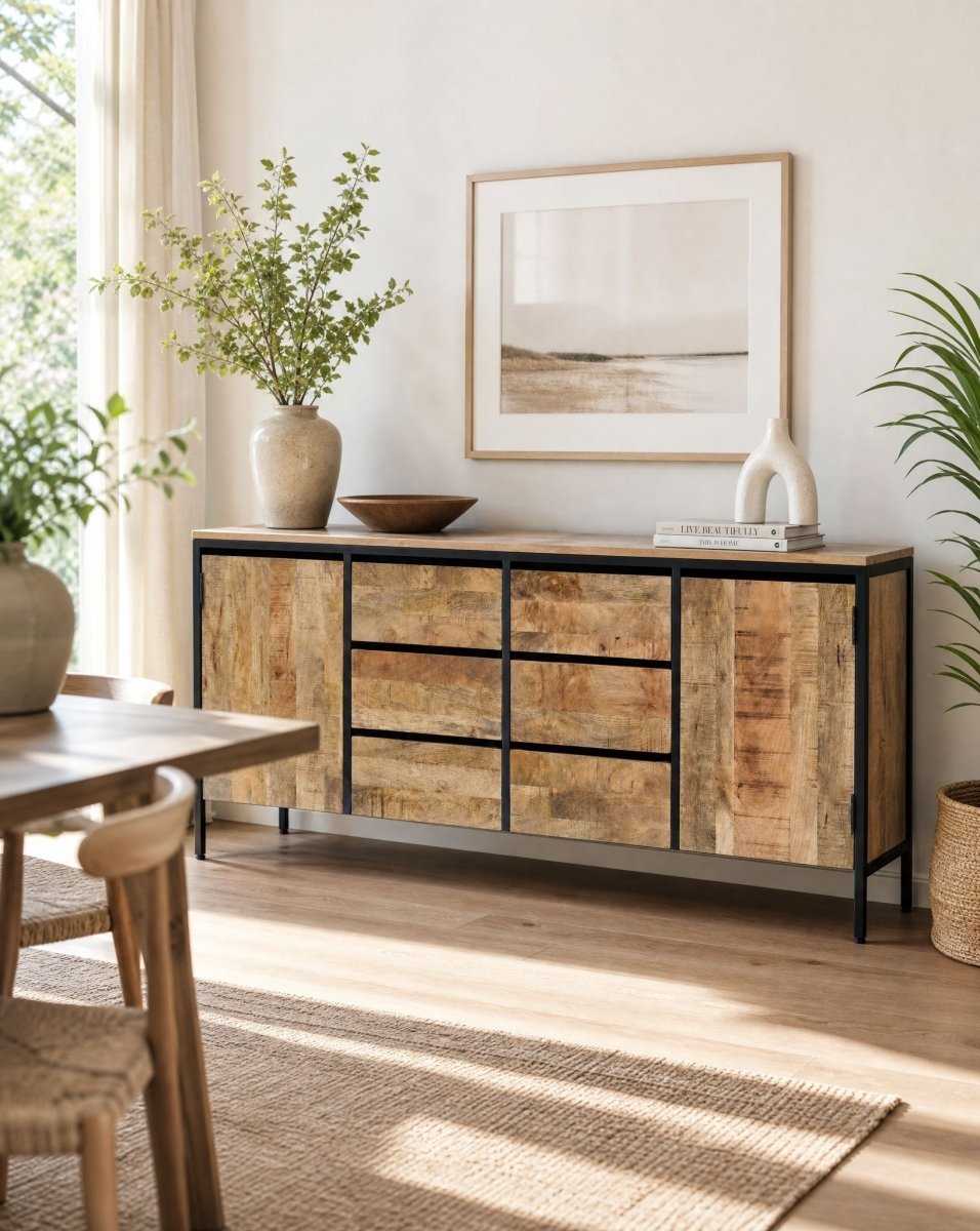 Steelwood 6 Drawer 2 Door Sideboard - Art and craft furniture