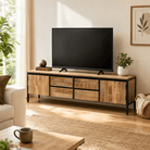 STEELWOOD FOUR DRAWER TWO DOOR TV STAND - Art and craft furniture