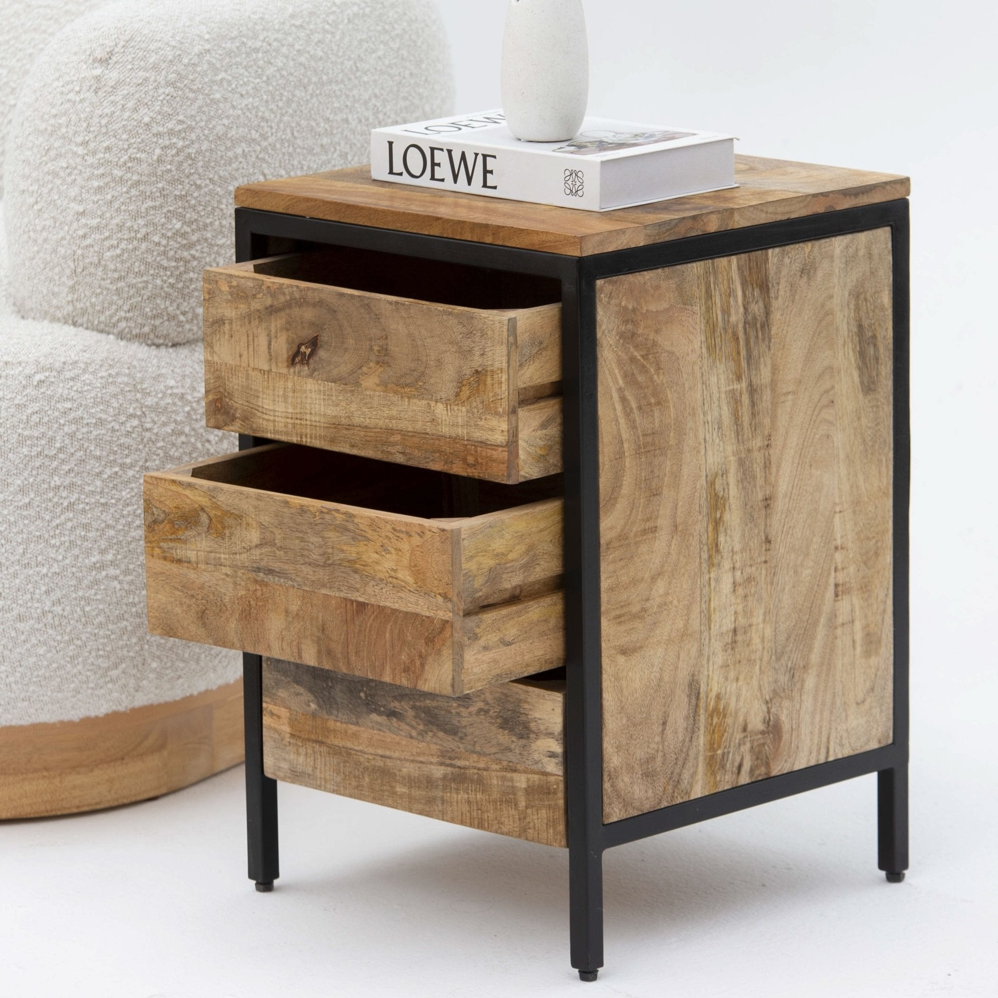STEELWOOD THREE DRAWER NIGHTSTAND TABLE - Art and craft furniture