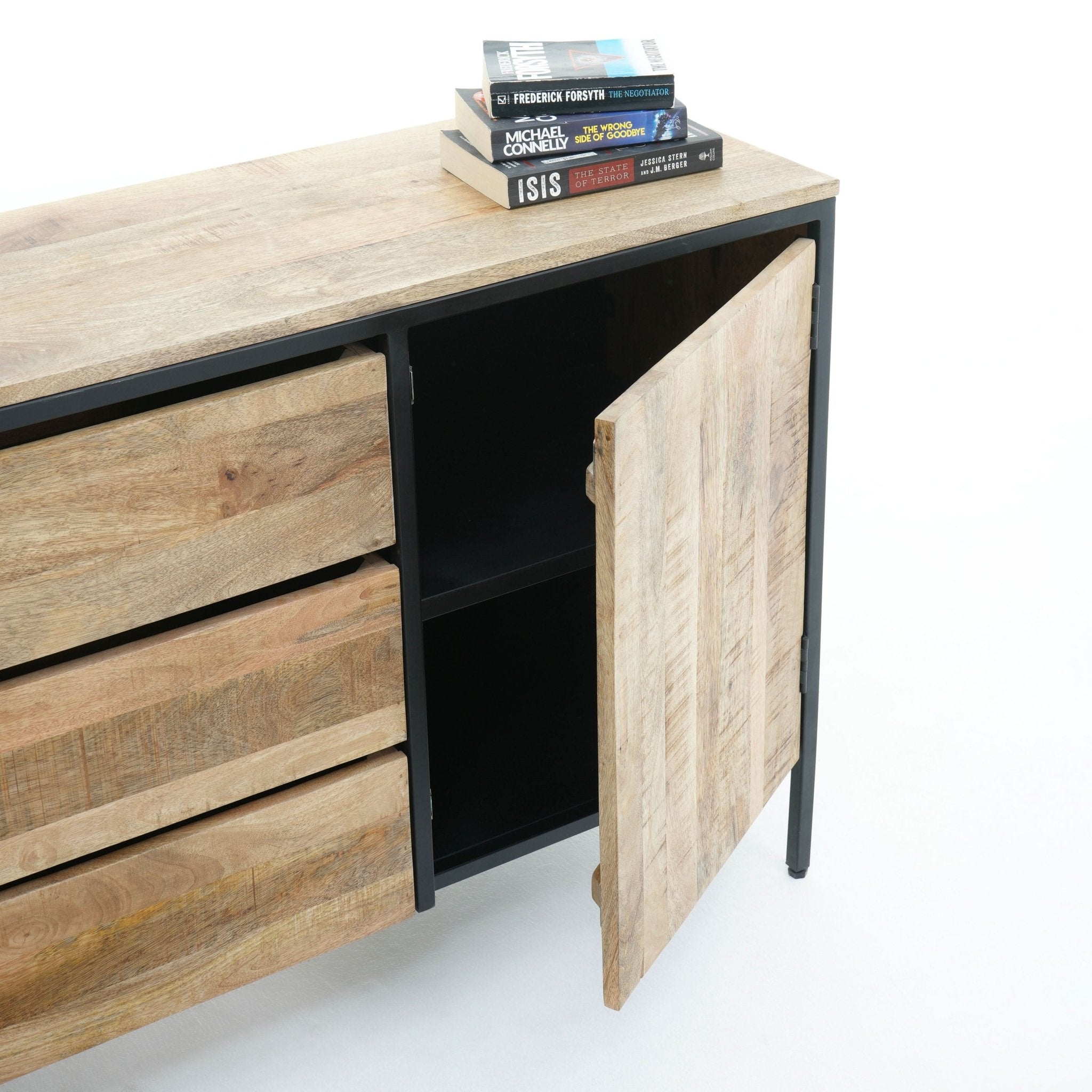 STEELWOOD THREE DRAWER TWO DOOR SIDEBOARD - Art and craft furniture