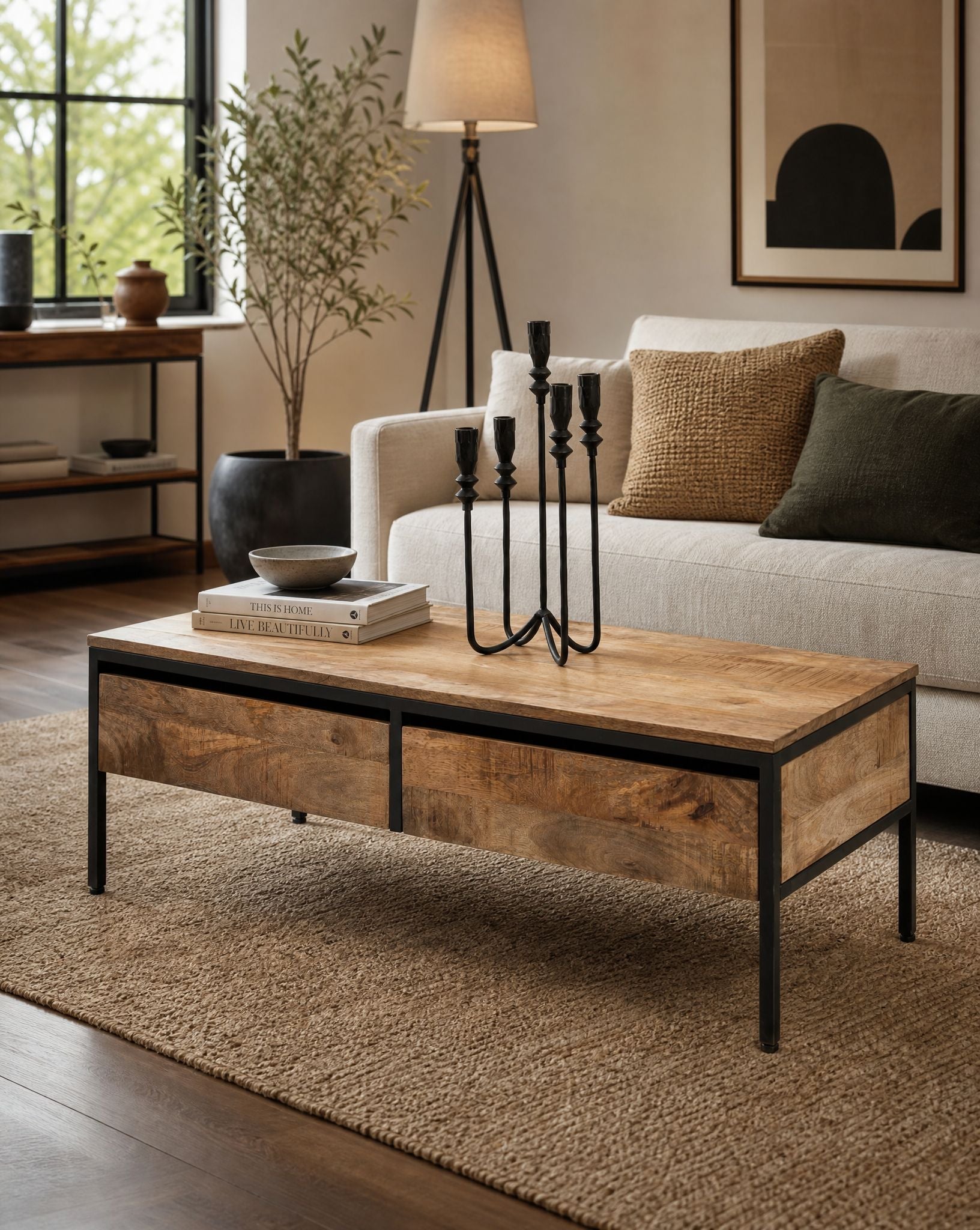 Steelwood Two Drawer Coffee Table - Art and craft furniture