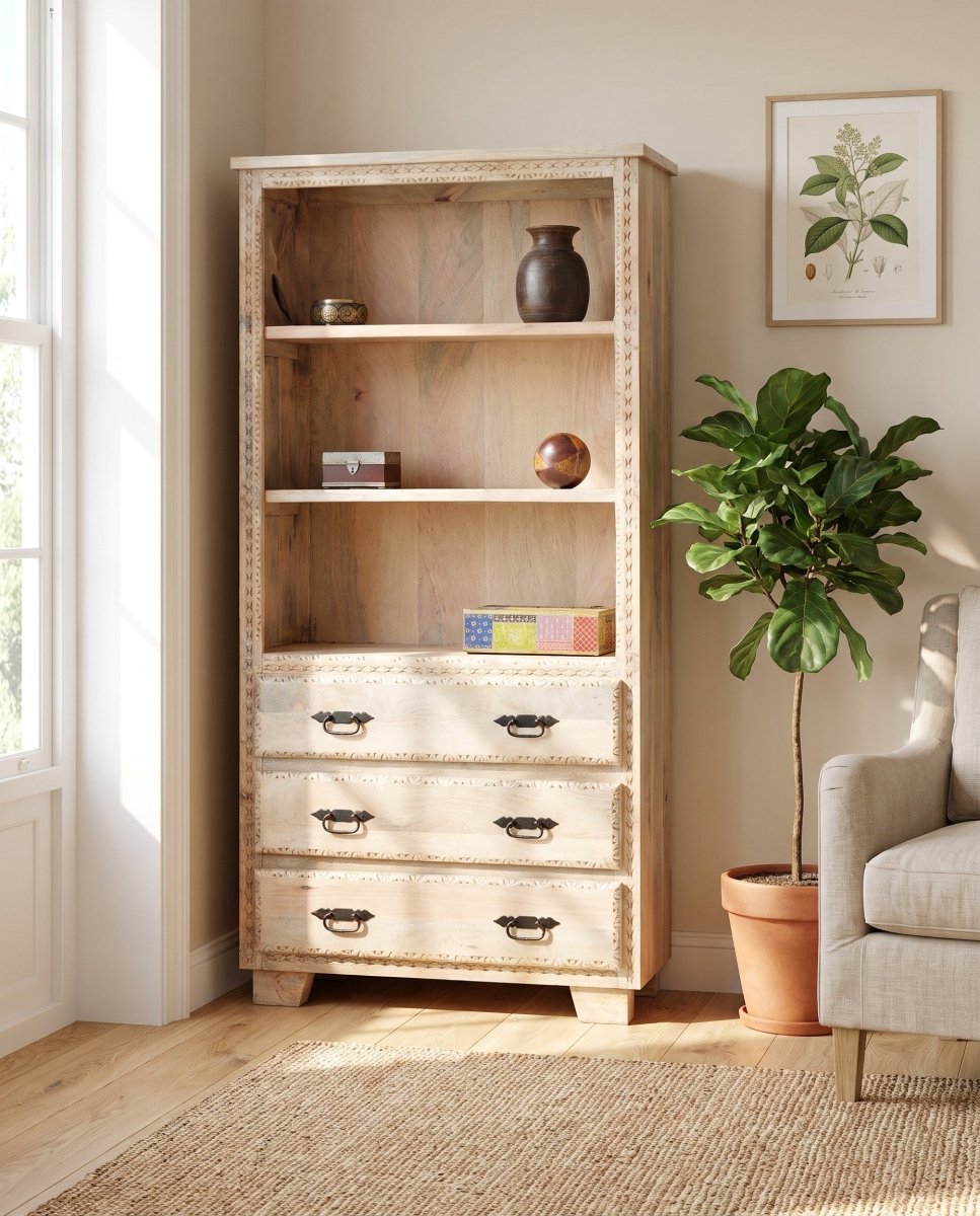 Stockholm Three Drawer Bookshelf - Art and craft furniture
