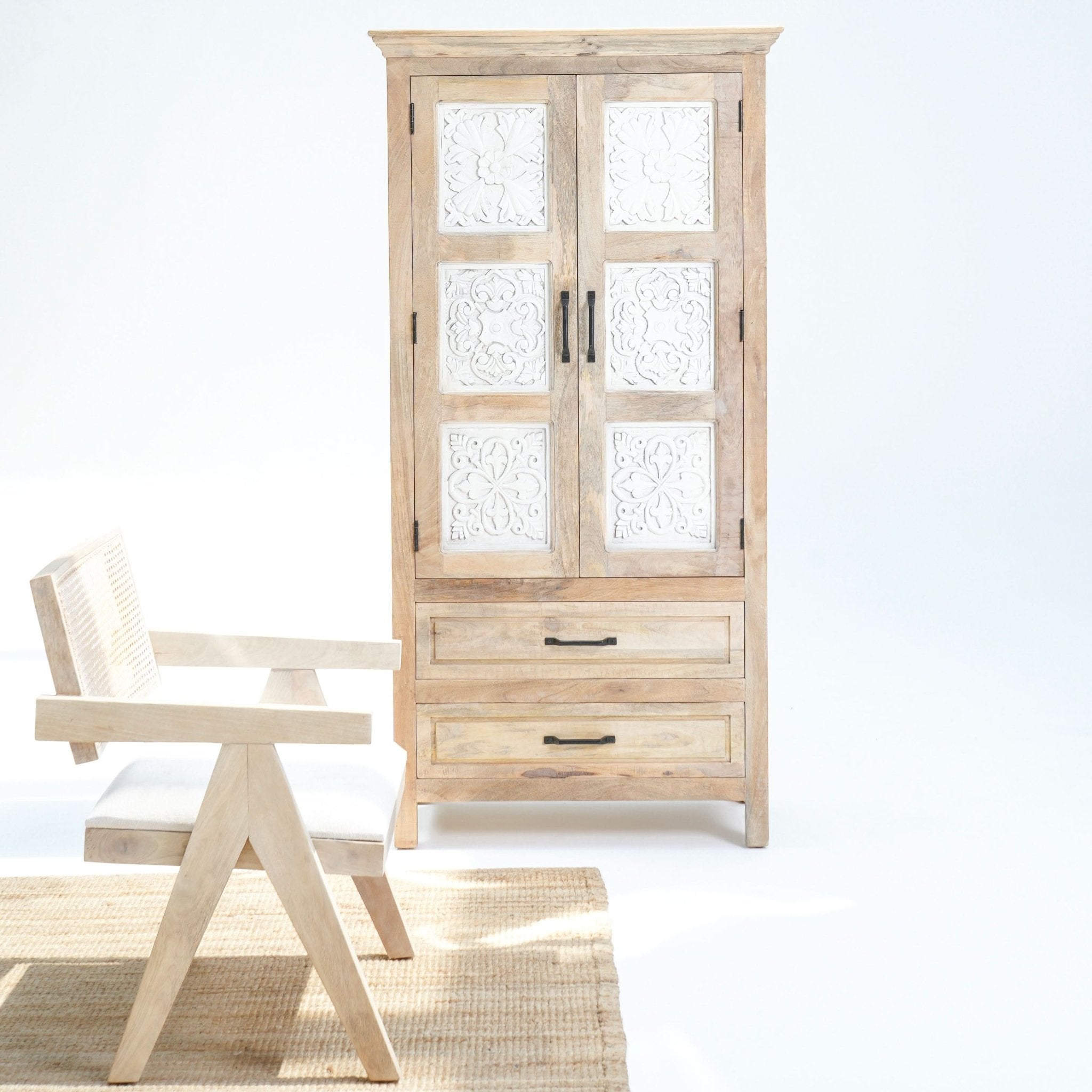 SWAN HILL TWO CARVED DOOR SERENITY CABINET - Art and craft furniture
