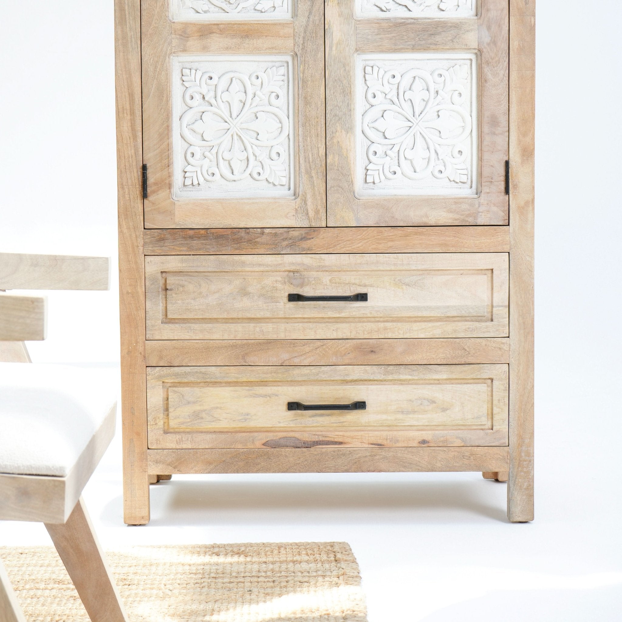 SWAN HILL TWO CARVED DOOR SERENITY CABINET - Art and craft furniture