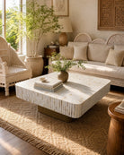 Symmetry-White Stripe Mother of Pearl Coffee Table - Art and craft furniture