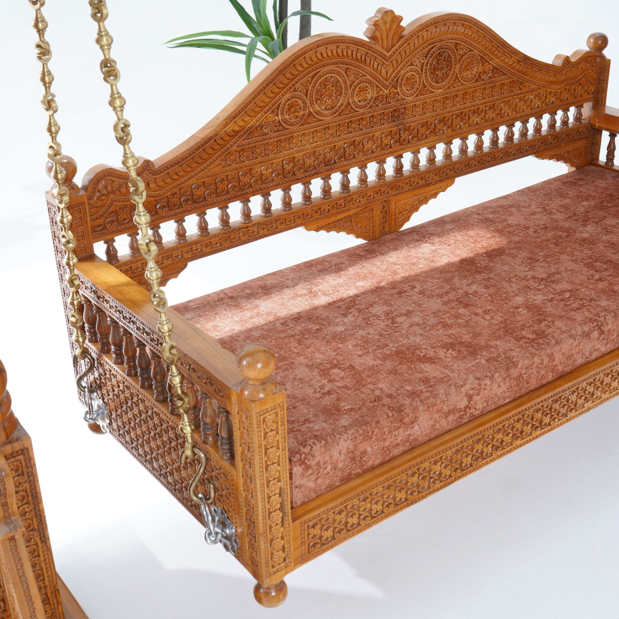 TEAK WOOD HEAVY CARVING SWING - Art and craft furniture