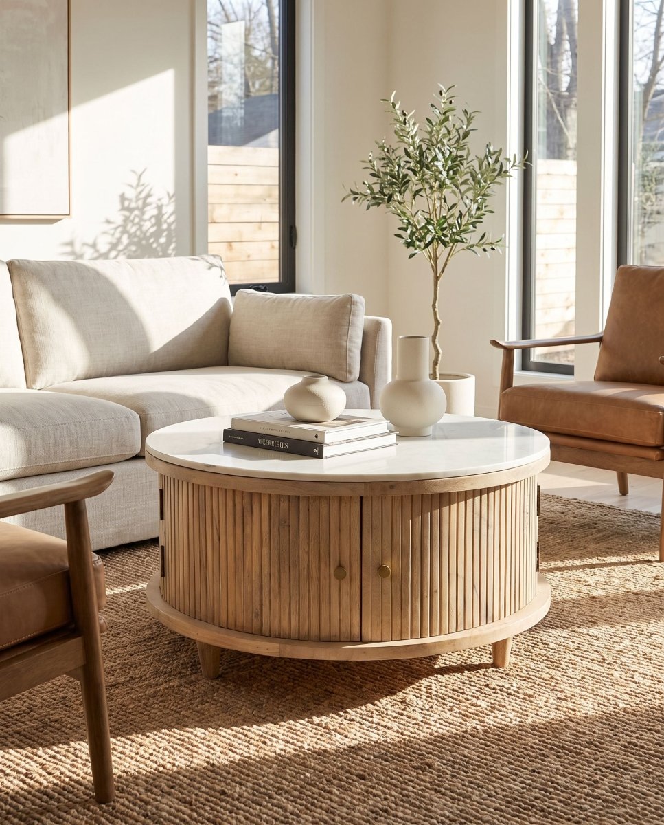 Terra Marble Storage Coffee Table - Art and craft furniture