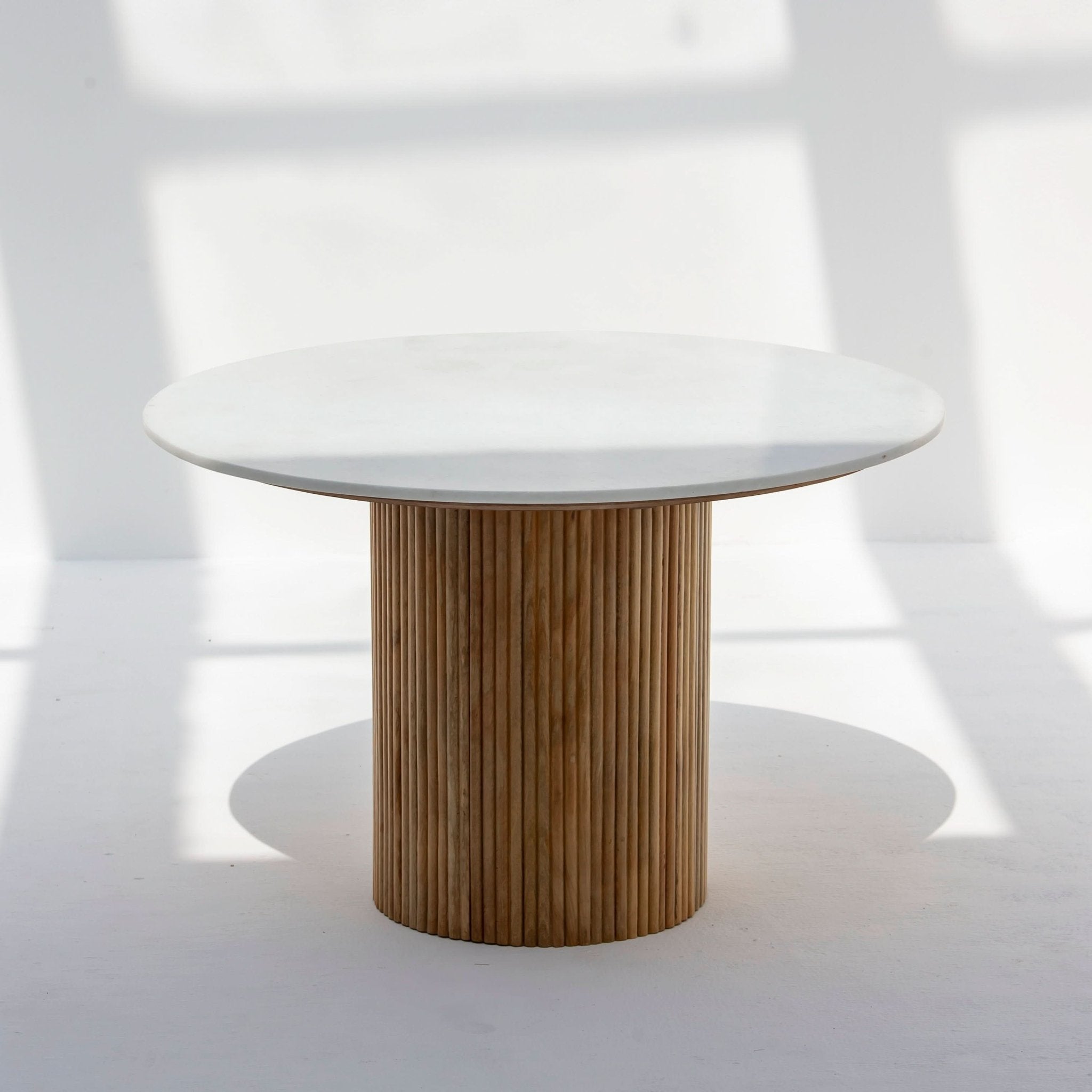 TERRALUXE MARBLE TOP AND WOOD LEG DINING TABLE - Art and craft furniture