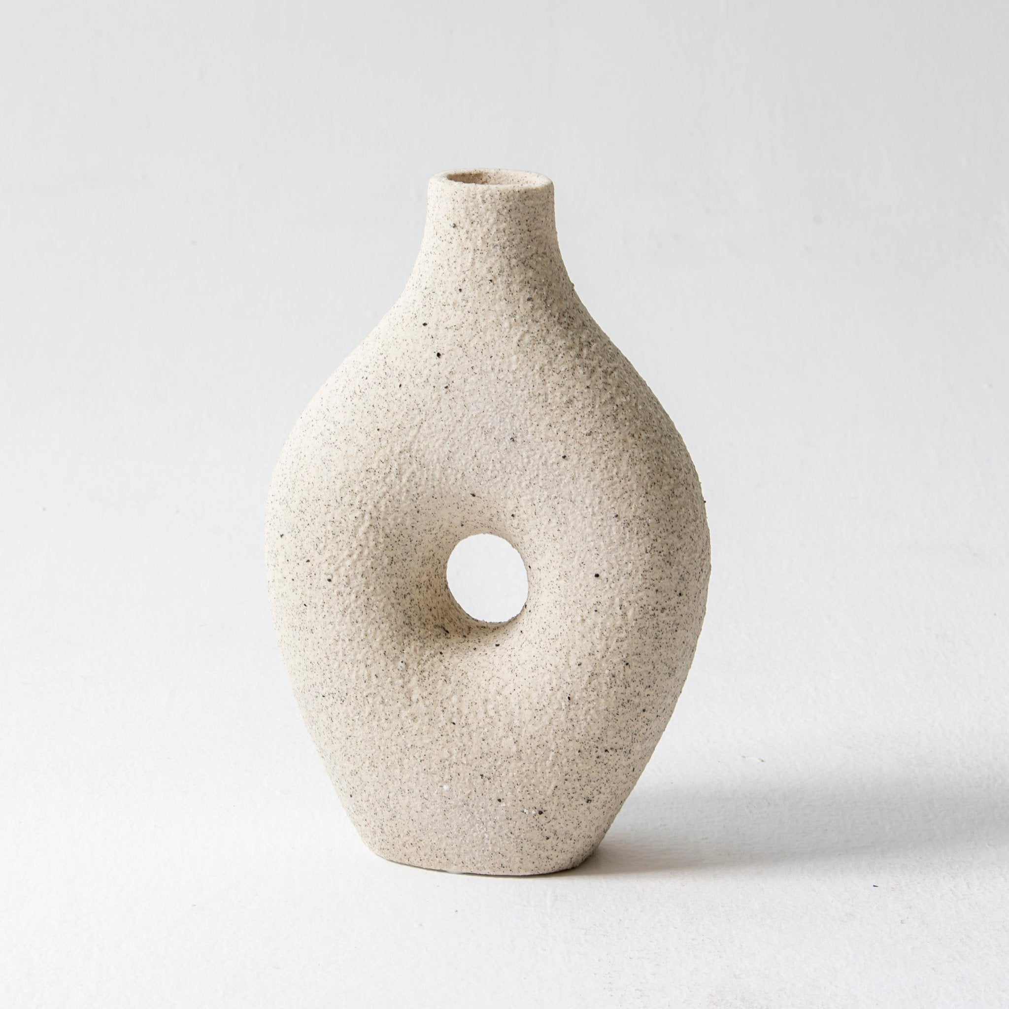 Textured Loop Vase Off White - Art and craft furniture