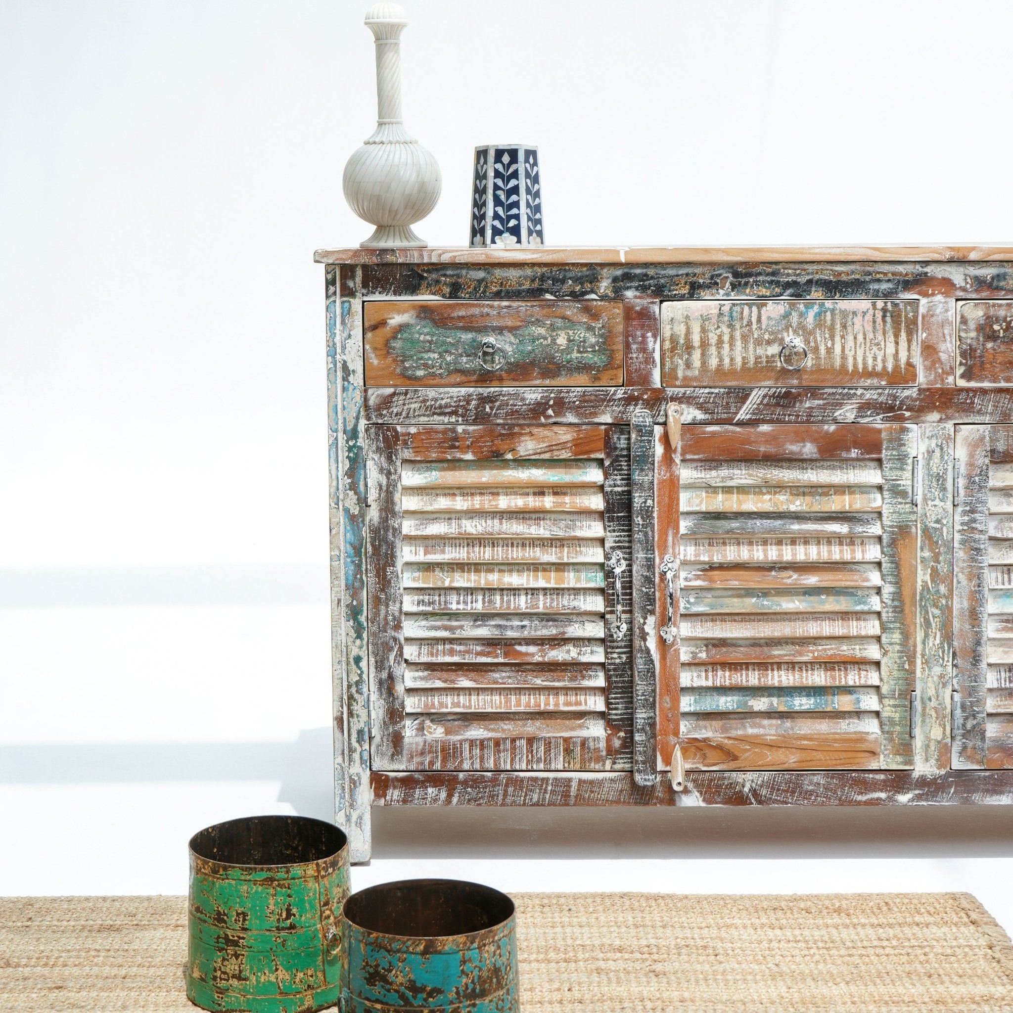 THE ALTON MANOR FOUR DOOR RECYCLE SIDEBOARD - Art and craft furniture