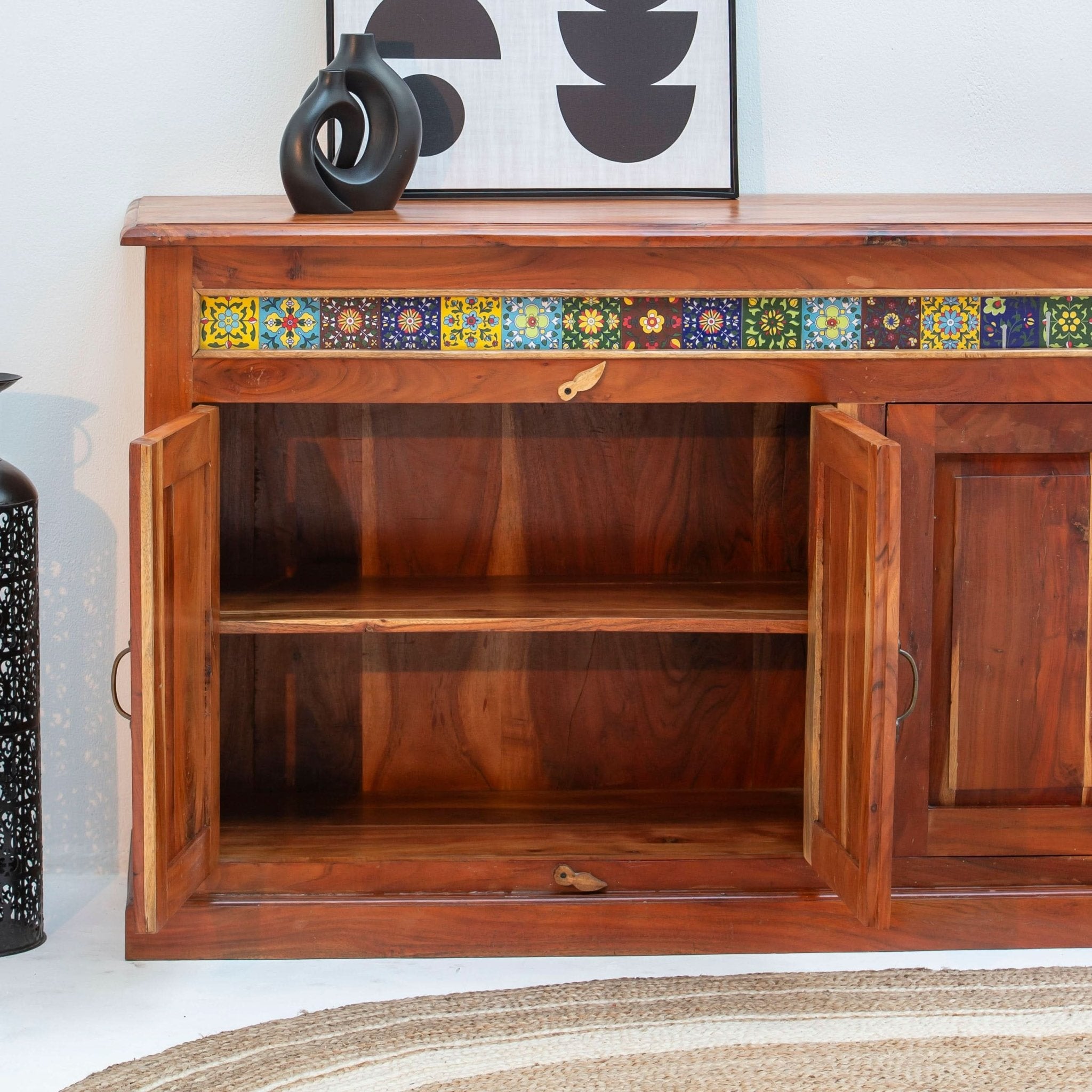 THE ARTISAN ACACIA TILE FOUR DOOR SIDEBOARD - Art and craft furniture