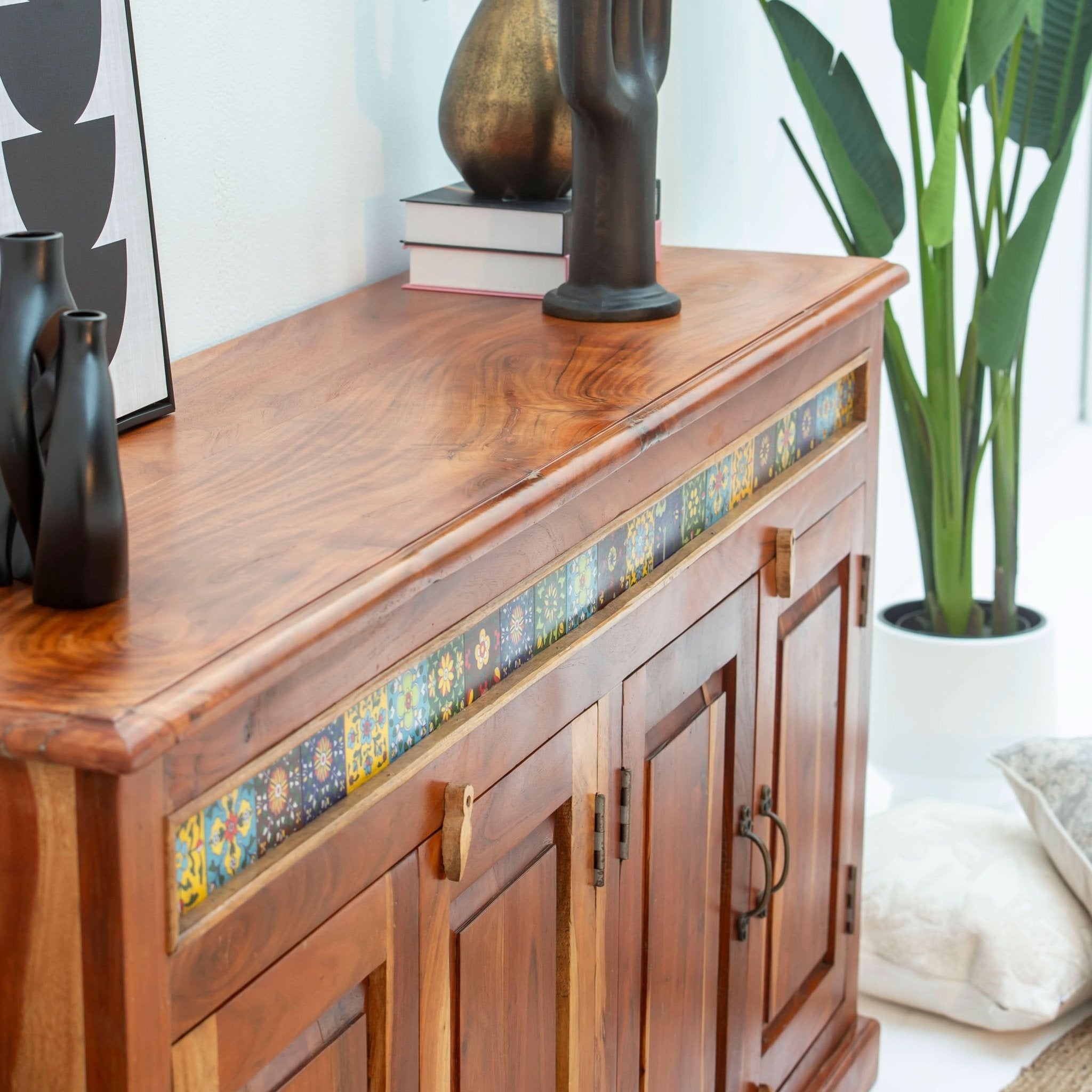THE ARTISAN ACACIA TILE FOUR DOOR SIDEBOARD - Art and craft furniture