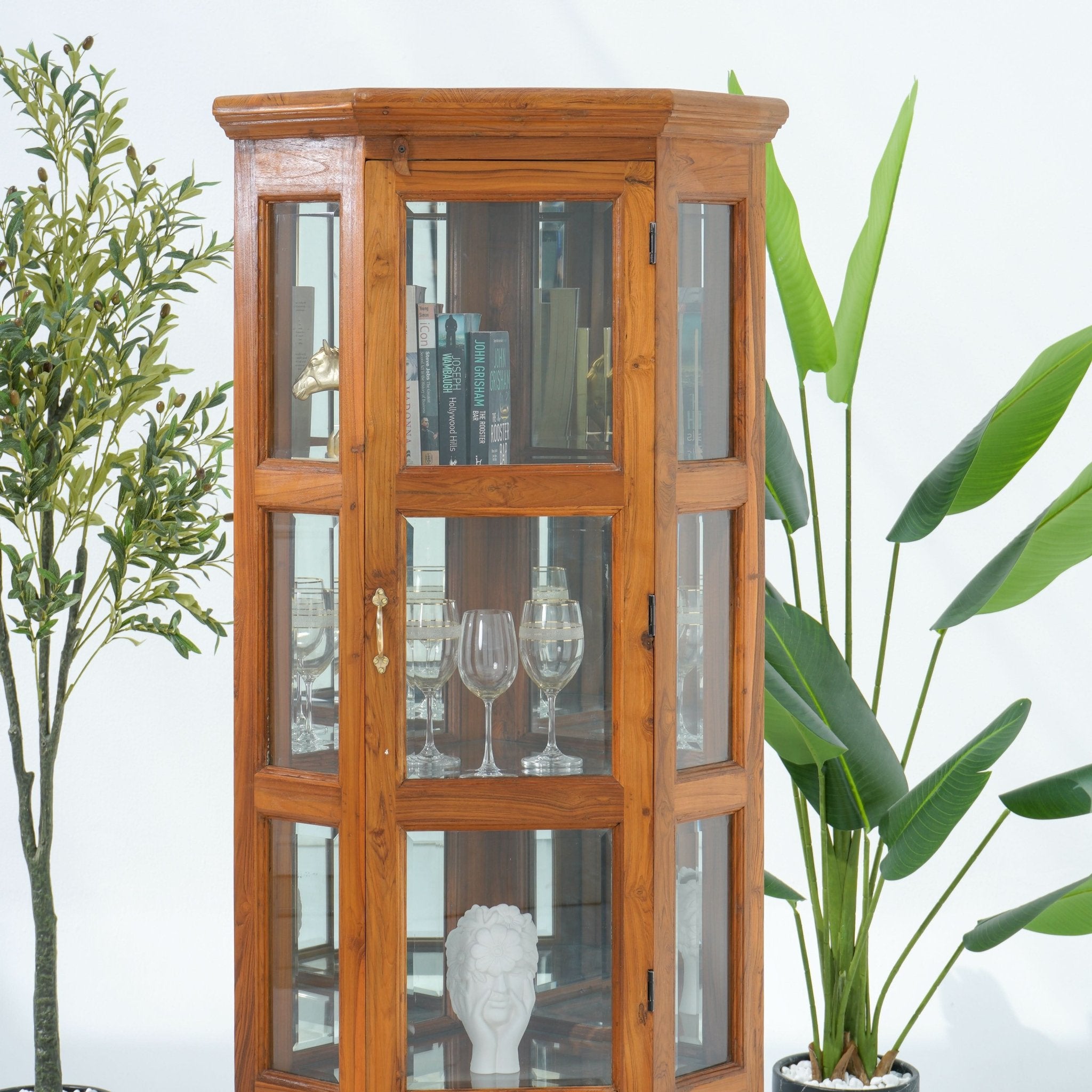 THE GRACEFUL CORNER GLASS SHOWCASE - Art and craft furniture