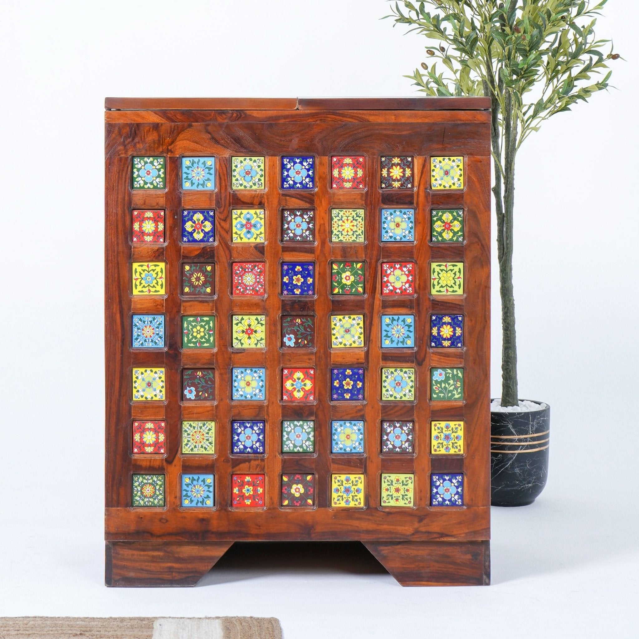 THE RETRO ROOM TILE-FITTED FOLDING BAR COUNTER - Art and craft furniture