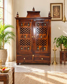 Traditional Two Drawer Two Door Home Temple - Art and craft furniture
