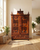 Traditional Two Drawer Two Door Home Temple - Art and craft furniture