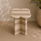 Travertine Accent Table – Honed Finish - Art and craft furniture