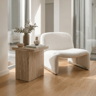 Travertine Beige Honed Side Table - Art and craft furniture