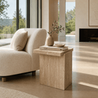 Travertine Beige Honed Side Table - Art and craft furniture