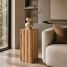 Travertine Beige & Red Plinth – Honed Finish - Art and craft furniture