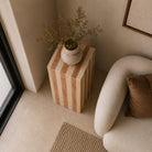 Travertine Beige & Red Plinth – Honed Finish - Art and craft furniture