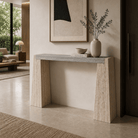 Travertine Beige & Silver Console Table - Art and craft furniture