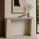 Travertine Beige & Silver Console Table - Art and craft furniture