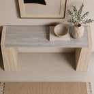 Travertine Beige & Silver Console Table - Art and craft furniture