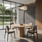 Travertine Dining Table – Hexagonal Base - Art and craft furniture