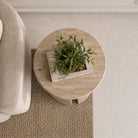Travertine Round Side Table - Art and craft furniture