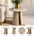 Travertine Round Side Table - Art and craft furniture